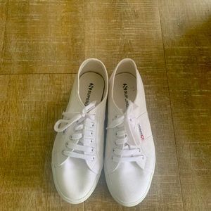 Superga white sneakers, worn once.